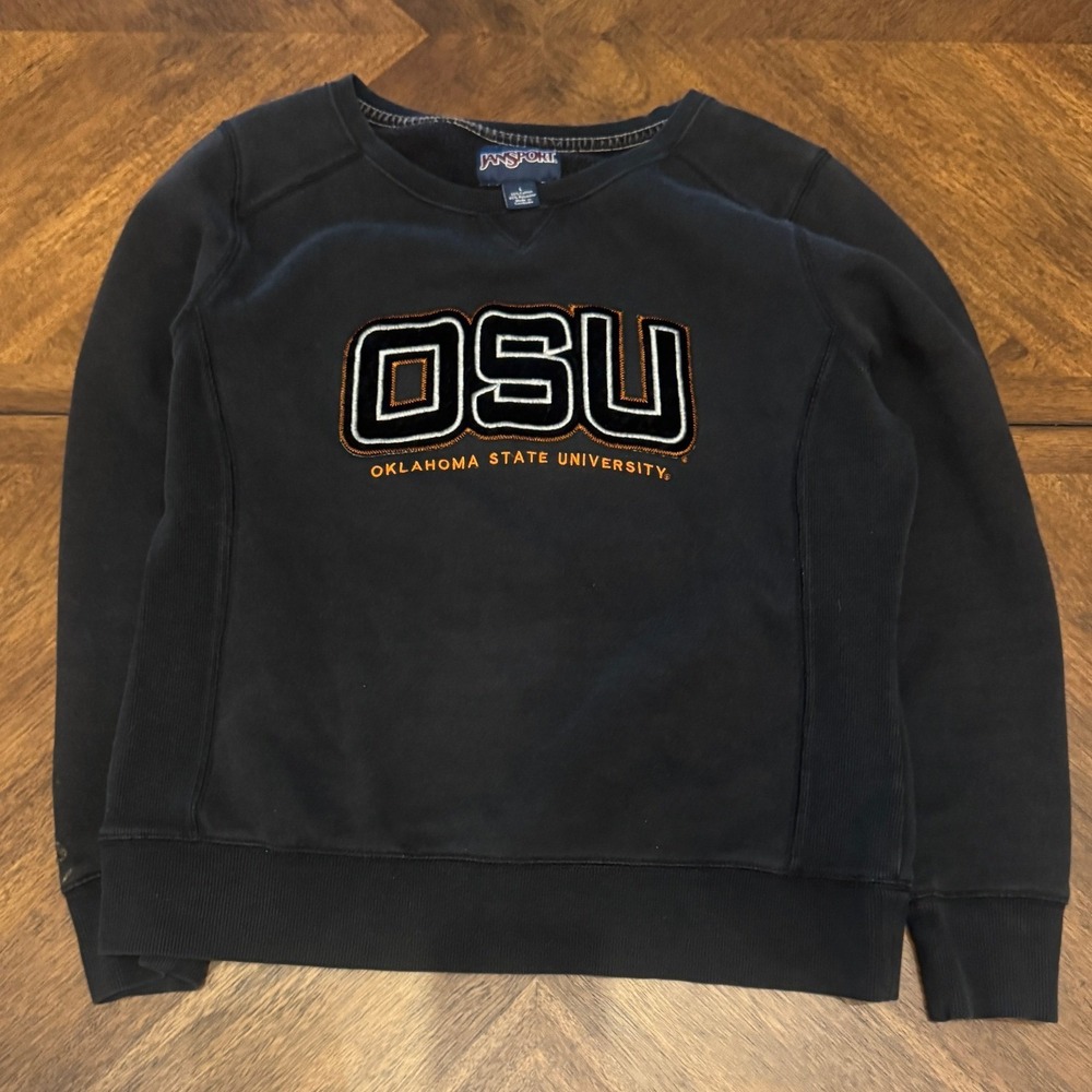 Jansport Oklahoma State University OSU Sweatshirt Mens Large Black Crewneck‎ |O1